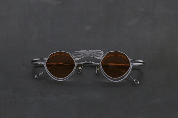 Rigards retro silver frame transparent+salmon color film glasses RG0318JM
